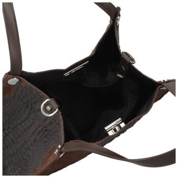 Dámska kožená kabelka na rameno tmavo hnedá - Delami Vera Pelle Jasmin