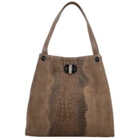 Dámska kožená kabelka na rameno taupe - Delami Vera Pelle Jasmin