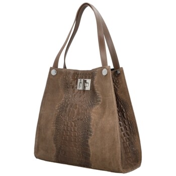 Dámska kožená kabelka na rameno taupe - Delami Vera Pelle Jasmin