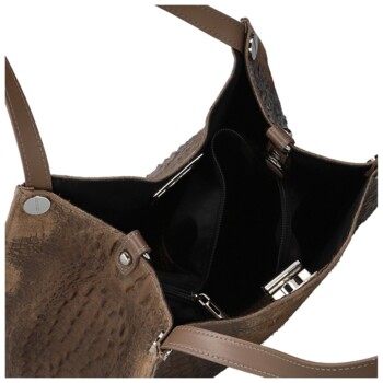 Dámska kožená kabelka na rameno taupe - Delami Vera Pelle Jasmin