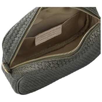 Dámska kožená crossbody kabelka šedá - Delami Vera Pelle Teresia