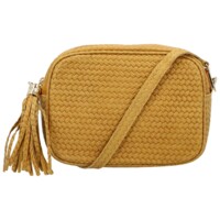 Dámska kožená crossbody kabelka žltá - Delami Vera Pelle Teresia