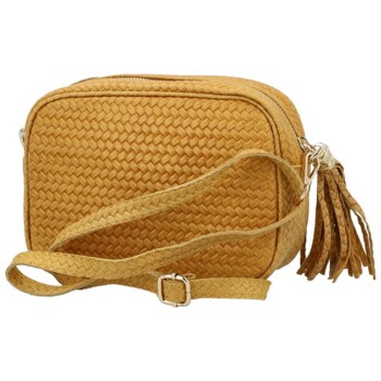 Dámska kožená crossbody kabelka žltá - Delami Vera Pelle Teresia