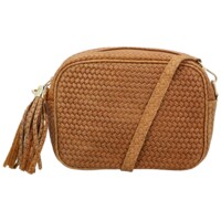 Dámska kožená crossbody kabelka koňaková - Delami Vera Pelle Teresia