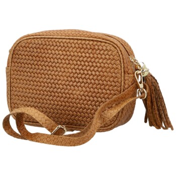 Dámska kožená crossbody kabelka koňaková - Delami Vera Pelle Teresia