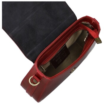 Dámska kožená crossbody kabelka vínová - Delami Vera Pelle Lajla