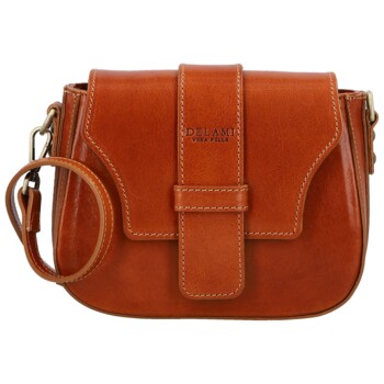 Dámska kožená crossbody kabelka koňaková - Delami Vera Pelle Lajla