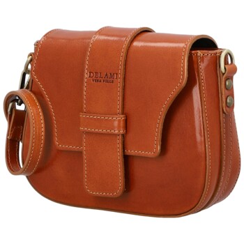 Dámska kožená crossbody kabelka koňaková - Delami Vera Pelle Lajla