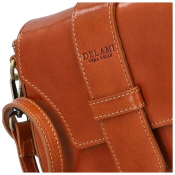 Dámska kožená crossbody kabelka koňaková - Delami Vera Pelle Lajla