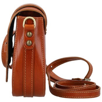 Dámska kožená crossbody kabelka koňaková - Delami Vera Pelle Lajla