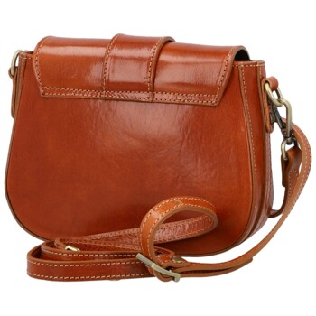 Dámska kožená crossbody kabelka koňaková - Delami Vera Pelle Lajla