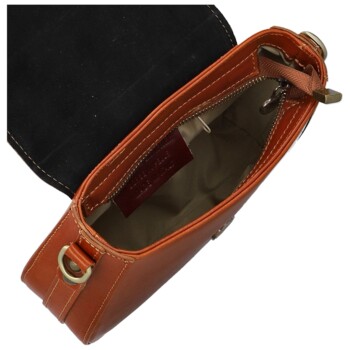 Dámska kožená crossbody kabelka koňaková - Delami Vera Pelle Lajla