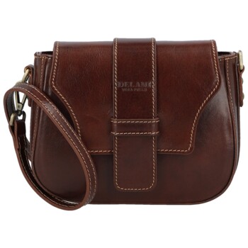 Dámska kožená crossbody kabelka tmavo hnedá - Delami Vera Pelle Lajla