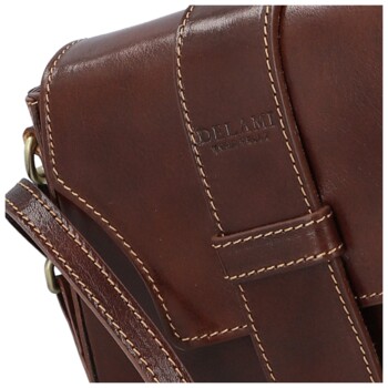 Dámska kožená crossbody kabelka tmavo hnedá - Delami Vera Pelle Lajla