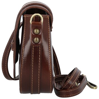 Dámska kožená crossbody kabelka tmavo hnedá - Delami Vera Pelle Lajla