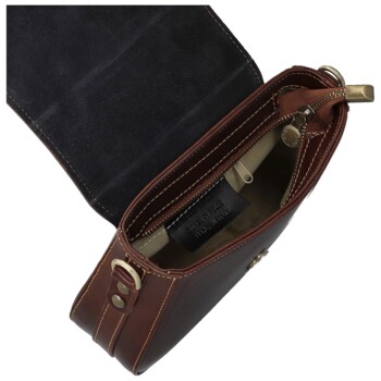 Dámska kožená crossbody kabelka tmavo hnedá - Delami Vera Pelle Lajla