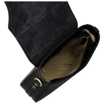 Dámska kožená crossbody kabelka čierna - Delami Vera Pelle Lajla