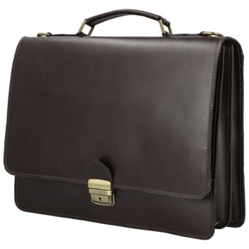 Pánska kožená aktovka tmavo hnedá - Delami Vera Pelle Stefo