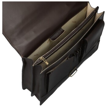 Pánska kožená aktovka tmavo hnedá - Delami Vera Pelle Stefo