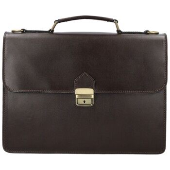 Pánska kožená aktovka tmavo hnedá - Delami Vera Pelle Lynton