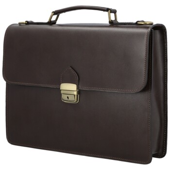 Pánska kožená aktovka tmavo hnedá - Delami Vera Pelle Lynton