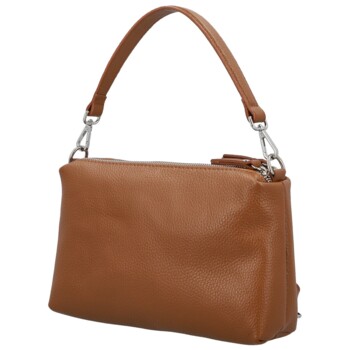 Dámska kožená kabelka na rameno koňaková - Delami Vera Pelle Sussan