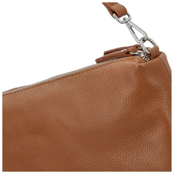 Dámska kožená kabelka na rameno koňaková - Delami Vera Pelle Sussan
