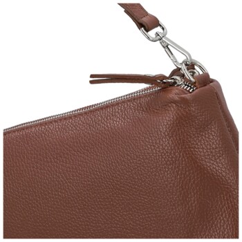 Dámska kožená kabelka na rameno tmavo hnedá - Delami Vera Pelle Sussan