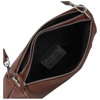 Dámska kožená kabelka na rameno tmavo hnedá - Delami Vera Pelle Sussan