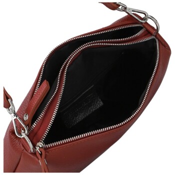 Dámska kožená kabelka na rameno tmavo červená - Delami Vera Pelle Sussan