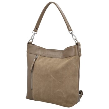 Dámska kožená kabelka do ruky taupe - Delami Vera Pelle Aneli