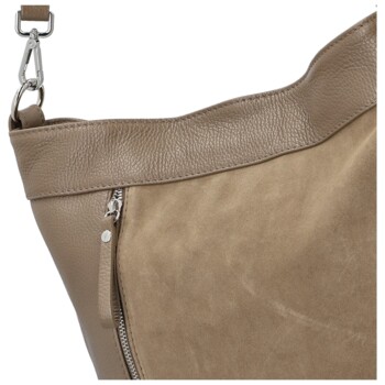 Dámska kožená kabelka do ruky taupe - Delami Vera Pelle Aneli