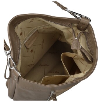 Dámska kožená kabelka do ruky taupe - Delami Vera Pelle Aneli