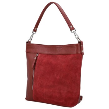Dámska kožená kabelka do ruky tmavo červená - Delami Vera Pelle Aneli
