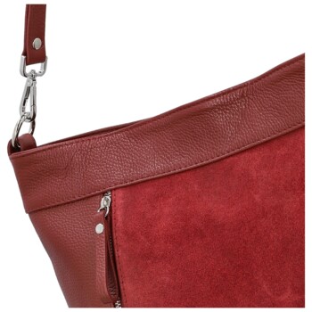 Dámska kožená kabelka do ruky tmavo červená - Delami Vera Pelle Aneli