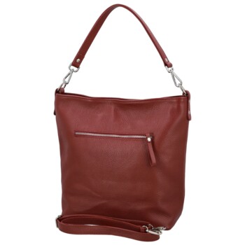 Dámska kožená kabelka do ruky tmavo červená - Delami Vera Pelle Aneli