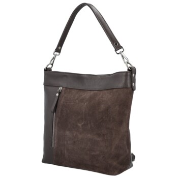 Dámska kožená kabelka do ruky tmavo hnedá - Delami Vera Pelle Aneli