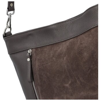 Dámska kožená kabelka do ruky tmavo hnedá - Delami Vera Pelle Aneli