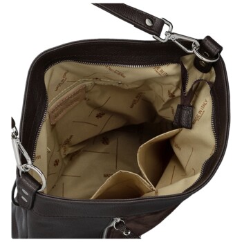 Dámska kožená kabelka do ruky tmavo hnedá - Delami Vera Pelle Aneli