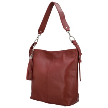 Dámska kožená kabelka do ruky tmavo červená - Delami Vera Pelle Ameli