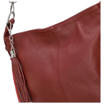 Dámska kožená kabelka do ruky tmavo červená - Delami Vera Pelle Ameli