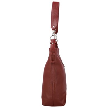 Dámska kožená kabelka do ruky tmavo červená - Delami Vera Pelle Ameli