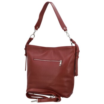 Dámska kožená kabelka do ruky tmavo červená - Delami Vera Pelle Ameli