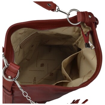 Dámska kožená kabelka do ruky tmavo červená - Delami Vera Pelle Ameli