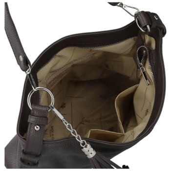 Dámska kožená kabelka do ruky tmavo hnedá - Delami Vera Pelle Ameli