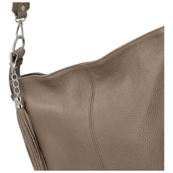 Dámska kožená kabelka do ruky taupe - Delami Vera Pelle Ameli