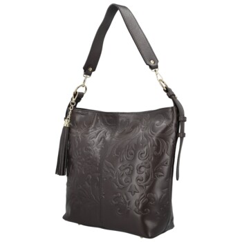 Dámska kožená kabelka do ruky tmavo hnedá - Delami Vera Pelle Moshe
