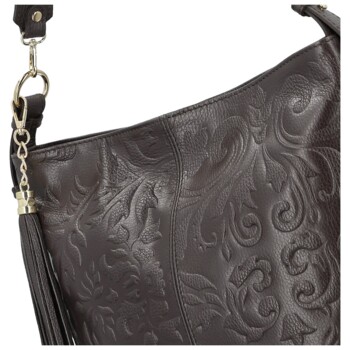 Dámska kožená kabelka do ruky tmavo hnedá - Delami Vera Pelle Moshe