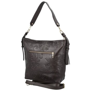 Dámska kožená kabelka do ruky tmavo hnedá - Delami Vera Pelle Moshe