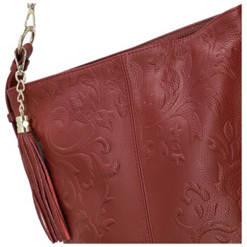 Dámska kožená kabelka do ruky tmavo červená - Delami Vera Pelle Moshe
